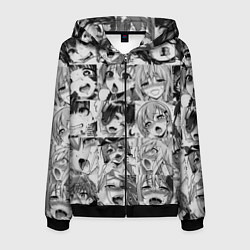 Толстовка 3D на молнии мужская Ahegao Babes, цвет: 3D-черный