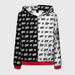 Толстовка 3D на молнии мужская Off-White: Black & White, цвет: 3D-красный