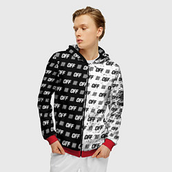 Толстовка 3D на молнии мужская Off-White: Black & White, цвет: 3D-красный — фото 2