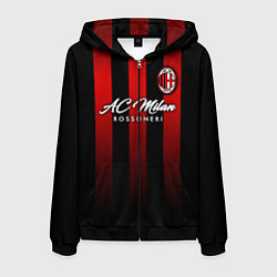 Толстовка 3D на молнии мужская AC Milan, цвет: 3D-черный