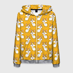 Мужская толстовка на молнии Корги паттерн