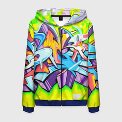 Толстовка 3D на молнии мужская Неоновая кислота, цвет: 3D-синий