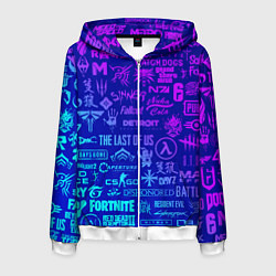 Мужская толстовка на молнии Неоновые геймерские лого