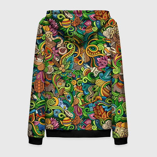 Мужская толстовка на молнии Тибетский коллаж / 3D-Черный – фото 2