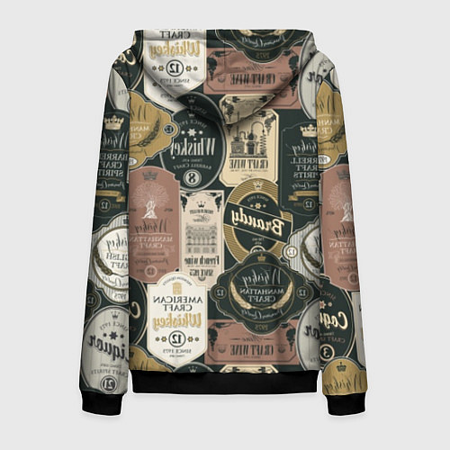 Мужская толстовка на молнии Этикетки мира Виски / 3D-Черный – фото 2