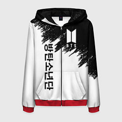 Толстовка 3D на молнии мужская BTS: White & Black, цвет: 3D-красный