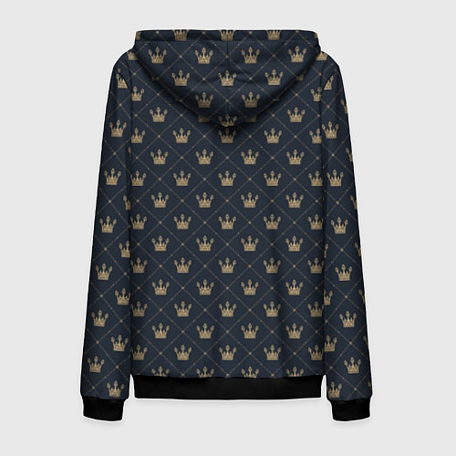 Мужская толстовка на молнии Короны - паттерн / 3D-Черный – фото 2