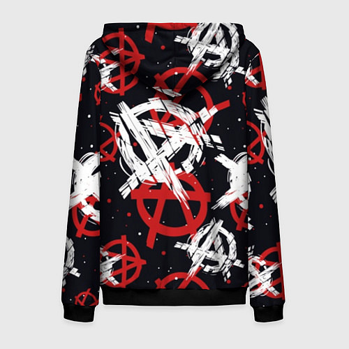 Мужская толстовка на молнии Анархия - паттерн / 3D-Черный – фото 2