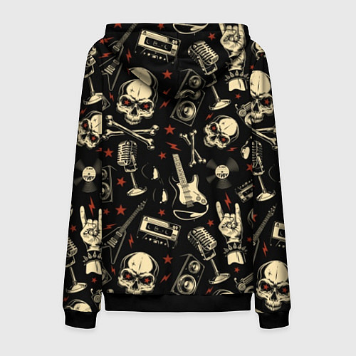 Мужская толстовка на молнии Гранж с черепами / 3D-Черный – фото 2