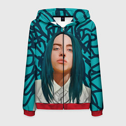 Толстовка 3D на молнии мужская Billie Eilish, цвет: 3D-красный