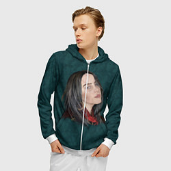 Толстовка 3D на молнии мужская Billie Eilish, цвет: 3D-белый — фото 2