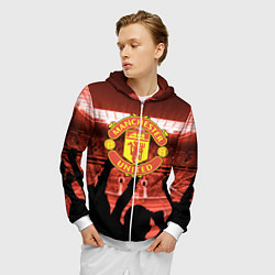 Толстовка 3D на молнии мужская Manchester United, цвет: 3D-белый — фото 2