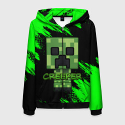 Толстовка 3D на молнии мужская MINECRAFT CREEPER, цвет: 3D-черный