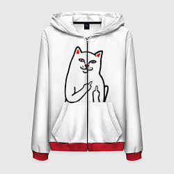 Толстовка 3D на молнии мужская Meme Cat, цвет: 3D-красный