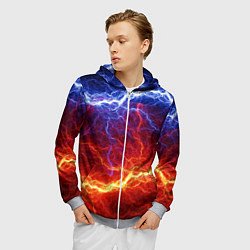 Толстовка 3D на молнии мужская Лёд и огонь, цвет: 3D-меланж — фото 2