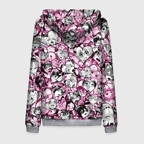 Мужская толстовка на молнии Ahegao валентинки / 3D-Меланж – фото 2