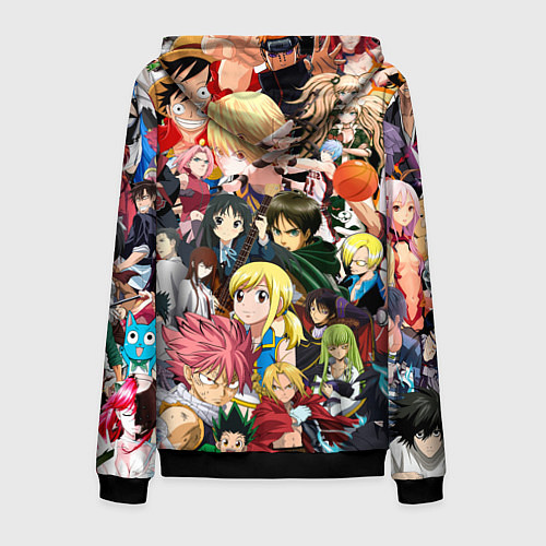 Мужская толстовка на молнии Аниме коллаж / 3D-Черный – фото 2