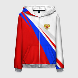 Толстовка 3D на молнии мужская Россия, цвет: 3D-меланж