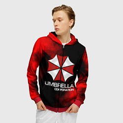 Толстовка 3D на молнии мужская UMBRELLA CORP, цвет: 3D-красный — фото 2