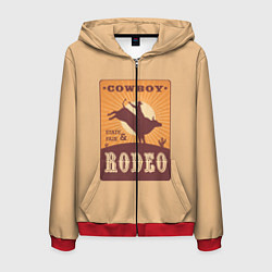 Толстовка 3D на молнии мужская Ковбой Родео Дикий Запад, цвет: 3D-красный