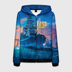 Толстовка 3D на молнии мужская ВМФ, цвет: 3D-черный