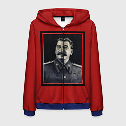 Толстовка 3D на молнии мужская Сталин, цвет: 3D-синий