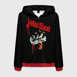 Толстовка 3D на молнии мужская Judas Priest, цвет: 3D-красный