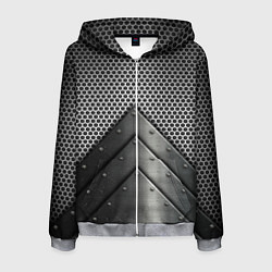 Толстовка 3D на молнии мужская Броня металлическая, цвет: 3D-меланж