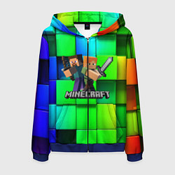 Толстовка 3D на молнии мужская MINECRAFT, цвет: 3D-синий