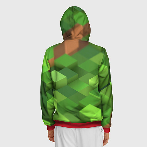 Мужская толстовка на молнии MINECRAFT / 3D-Красный – фото 4