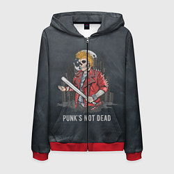 Толстовка 3D на молнии мужская Punk??s Not Dead, цвет: 3D-красный