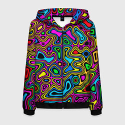 Толстовка 3D на молнии мужская Психоделика, цвет: 3D-черный