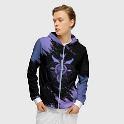 Толстовка 3D на молнии мужская Стальной алхимик, цвет: 3D-белый — фото 2
