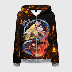 Толстовка 3D на молнии мужская KIMETSU NO YAIBA, цвет: 3D-меланж