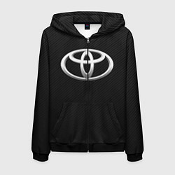 Толстовка 3D на молнии мужская Toyota carbon, цвет: 3D-черный