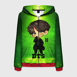 Толстовка 3D на молнии мужская BTS, цвет: 3D-красный