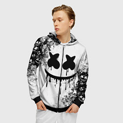 Толстовка 3D на молнии мужская Marshmello, цвет: 3D-черный — фото 2