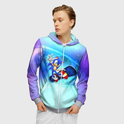 Толстовка 3D на молнии мужская Соник, цвет: 3D-меланж — фото 2