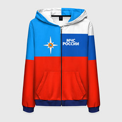 Толстовка 3D на молнии мужская Флаг МЧС России, цвет: 3D-синий