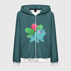 Толстовка 3D на молнии мужская Pokemon Ivysaur, цвет: 3D-белый