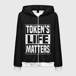 Толстовка 3D на молнии мужская TOKENS LIFE MATTERS, цвет: 3D-белый