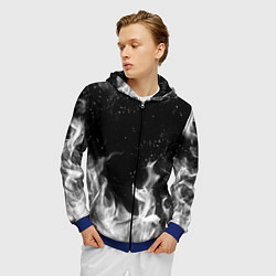 Толстовка 3D на молнии мужская БЕЛЫЙ ОГОНЬ, цвет: 3D-синий — фото 2