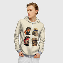Толстовка 3D на молнии мужская Настоящие Черепашки, цвет: 3D-меланж — фото 2