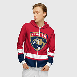 Толстовка 3D на молнии мужская Флорида Пантерз, цвет: 3D-белый — фото 2