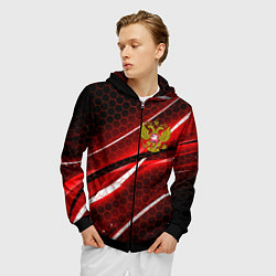 Толстовка 3D на молнии мужская РОССИЯ, цвет: 3D-черный — фото 2