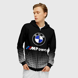 Толстовка 3D на молнии мужская BMW, цвет: 3D-черный — фото 2