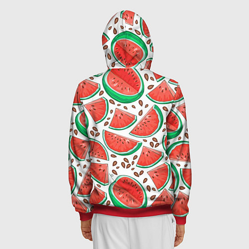 Мужская толстовка на молнии Арбуз / 3D-Красный – фото 4