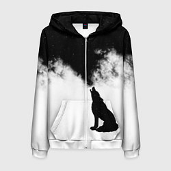 Толстовка 3D на молнии мужская Galaxy wolf, цвет: 3D-белый