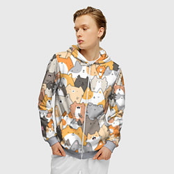 Толстовка 3D на молнии мужская Кошачья стая, цвет: 3D-меланж — фото 2