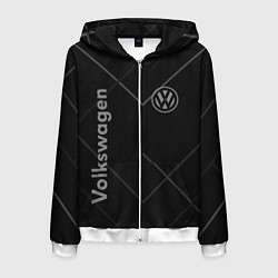 Толстовка 3D на молнии мужская VOLKSWAGEN, цвет: 3D-белый